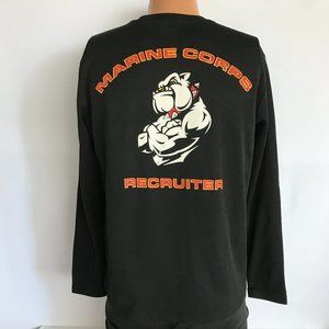 Men's Sport Tek Bulldog Marine Corps Recruiter Long Sleeve Black Shirt Sz M
